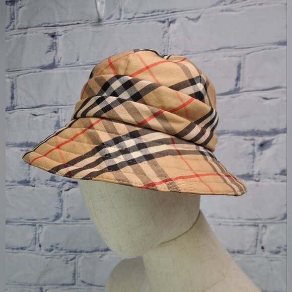 Vintage Burberry Women\'s Hat Nova Check Bucket Hat 60s 50s Size Medium 7\